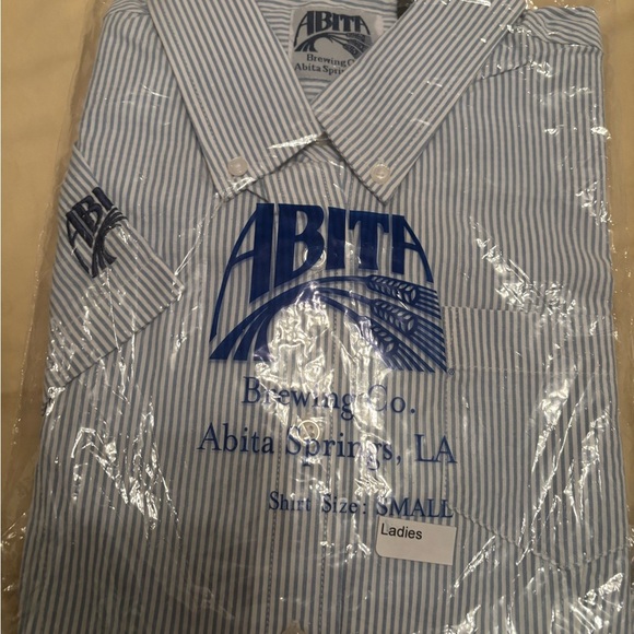 Abita brewery seersucker cotton button up shirt NWT S - Picture 3 of 4